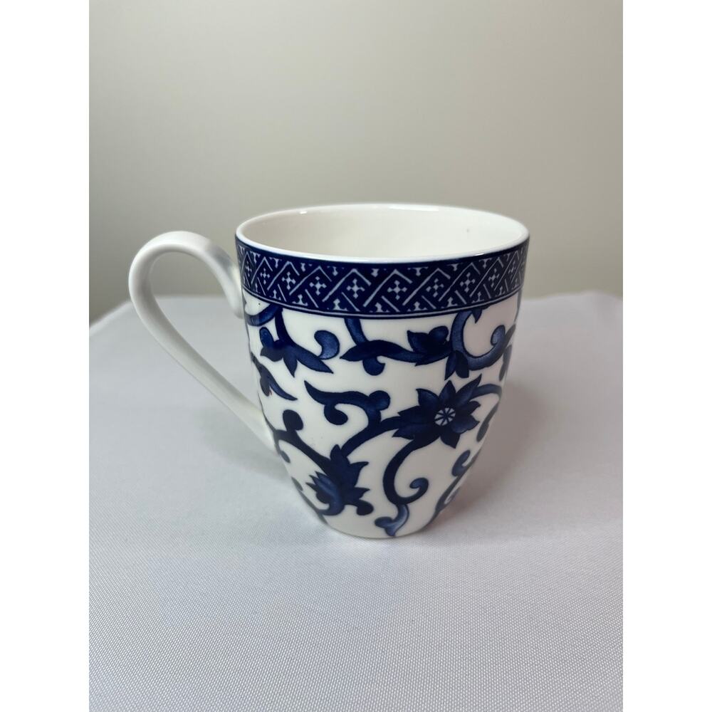 Ralph Lauren Mandarin Blue/White Ceramic Floral Coffee Mug